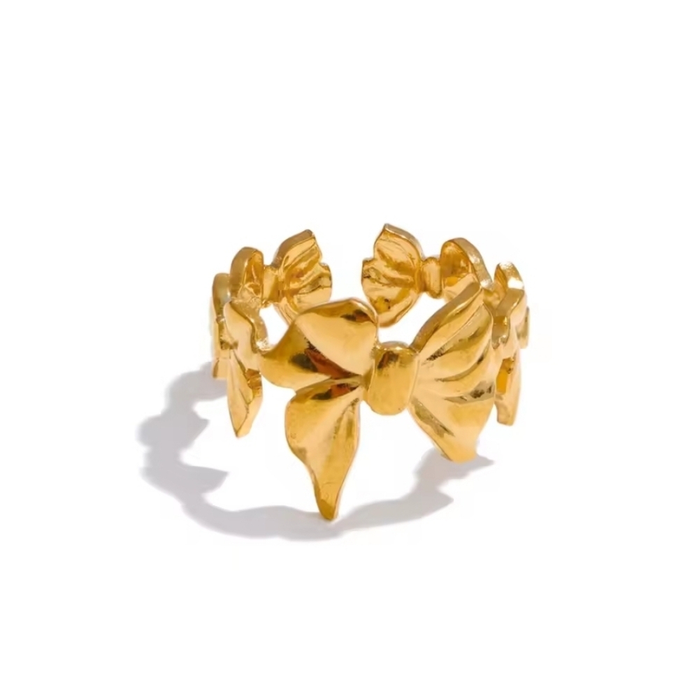 Gold Ss Bow Ring Adjustable | NWOT